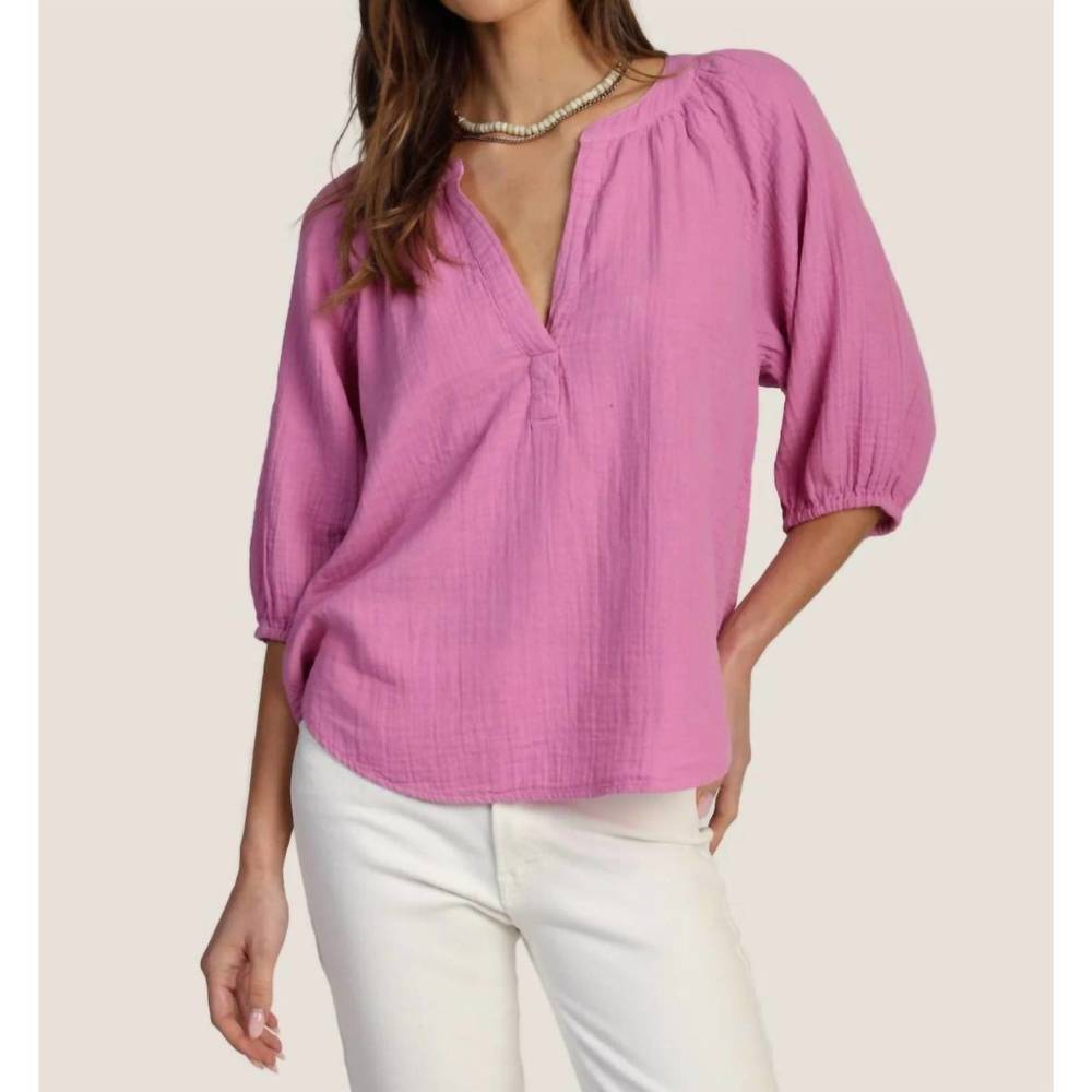 NEW DYLAN jolie cotton gauze top in purple 100% cotton gauze